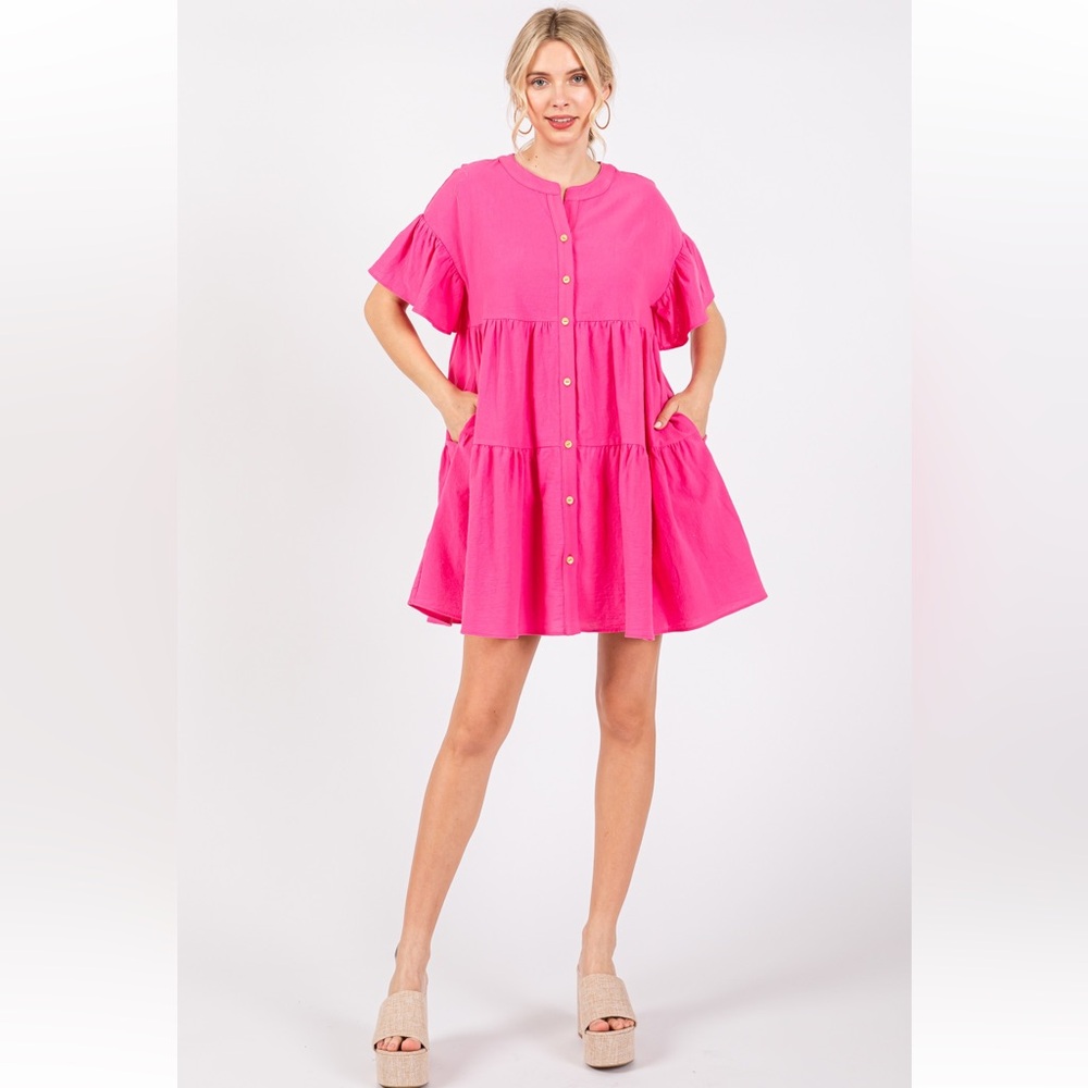 22 Boho -tiered button down dress - Picture 5 of 6